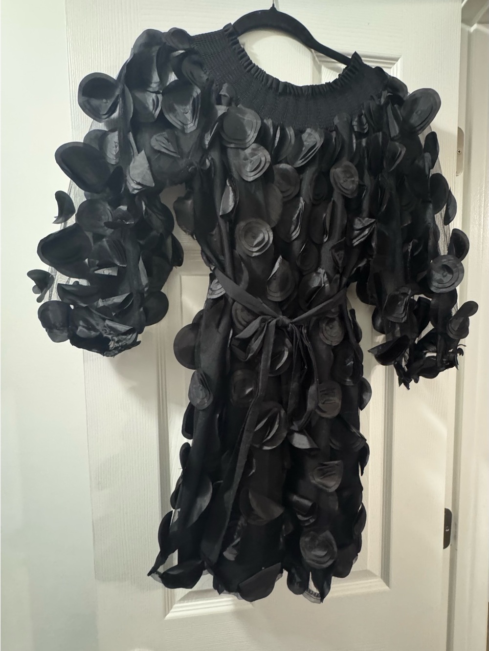 Women’s Black Petal Appliqué Top